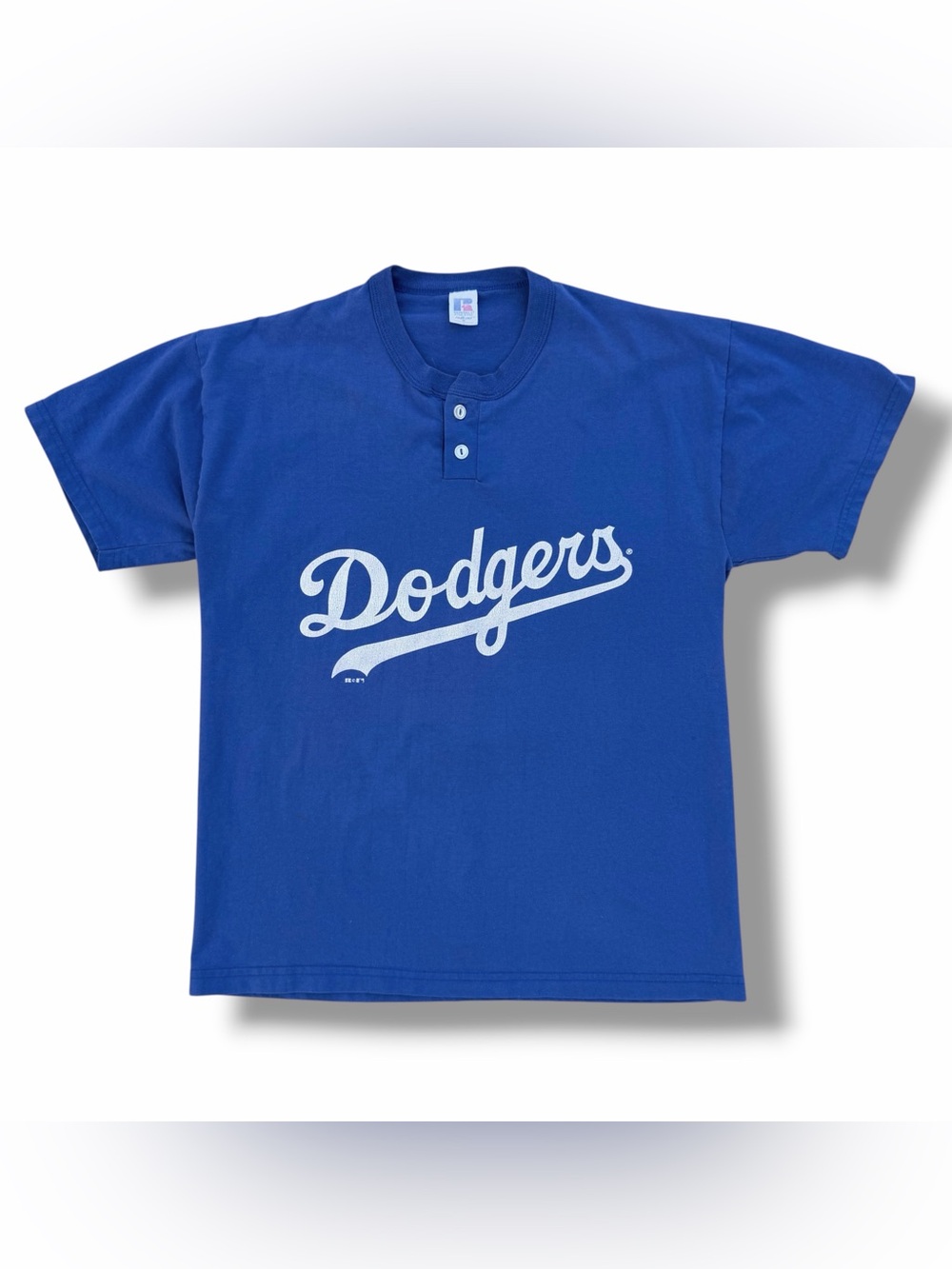 Vintage Y2K Russell Athletic Los Angeles Dodgers Henley T-Shirt Blue Medium
